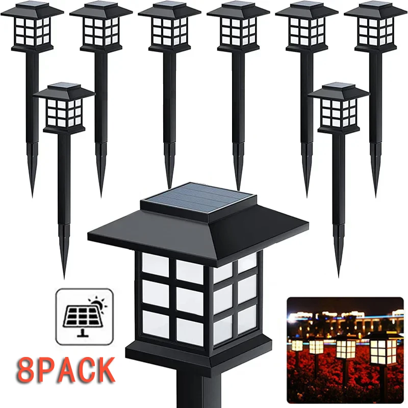 Paquete de 8 luces solares para camino de jardín, paisaje impermeable al aire libre para Patio, pasarela, decoración de entrada, iluminación de lámpara Solar para césped