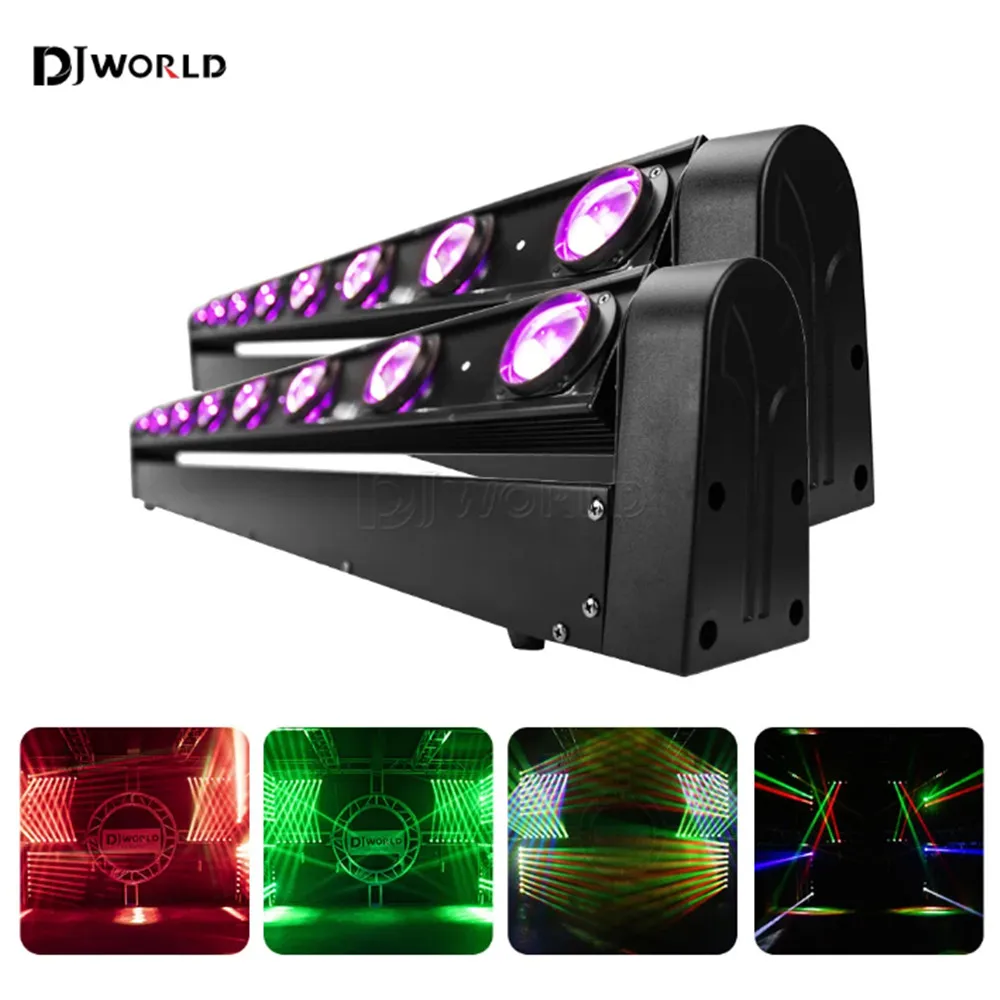 2pcs 8X12W LED Bar Beam Moving Head Light ล้อร้อน Infinite หมุน 9/38DMX RGBW 4IN1 Running Effect สําหรับ DJ Disco Party Club
