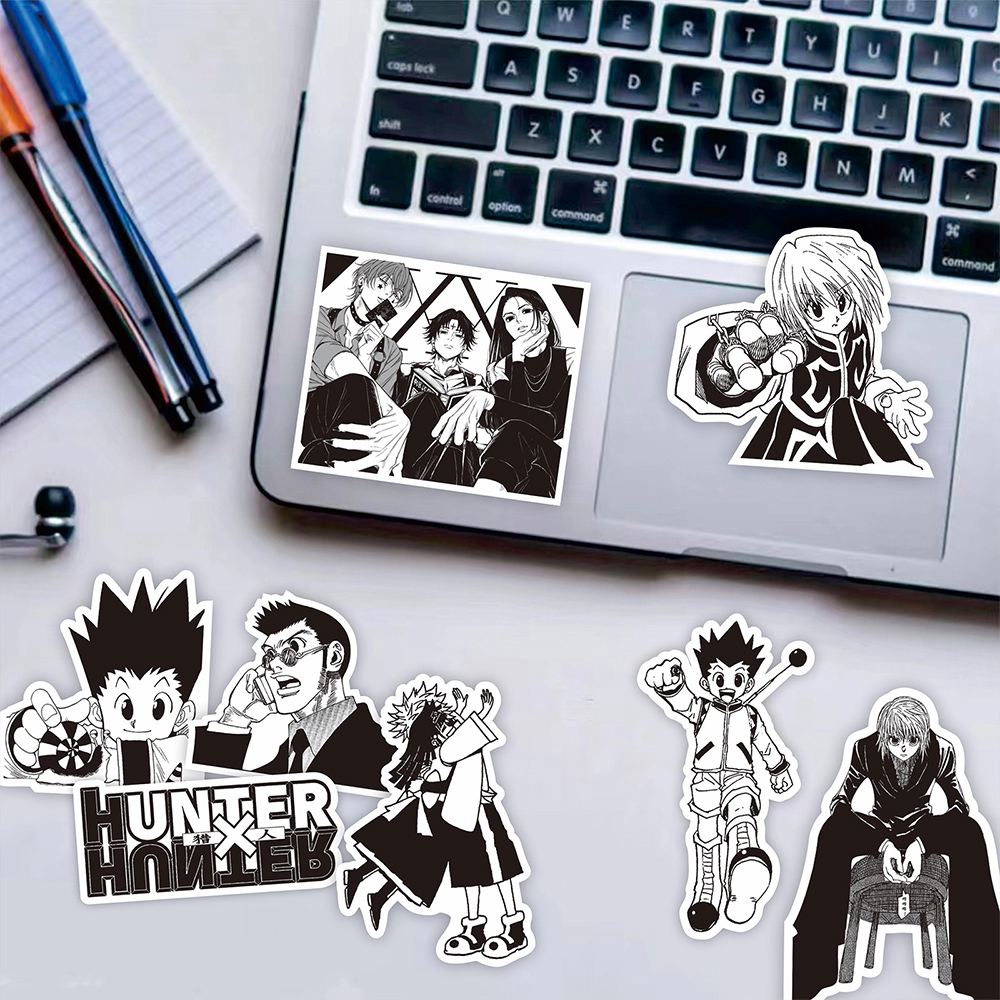 70pcs สีดําสีขาว HUNTERxHUNTER ญี่ปุ่นอะนิเมะสติกเกอร์ GON FREECSS Decals สเก็ตบอร์ดแล็ปท็อปรถสติกเกอร์ตกแต่งของเล่นเด็ก
