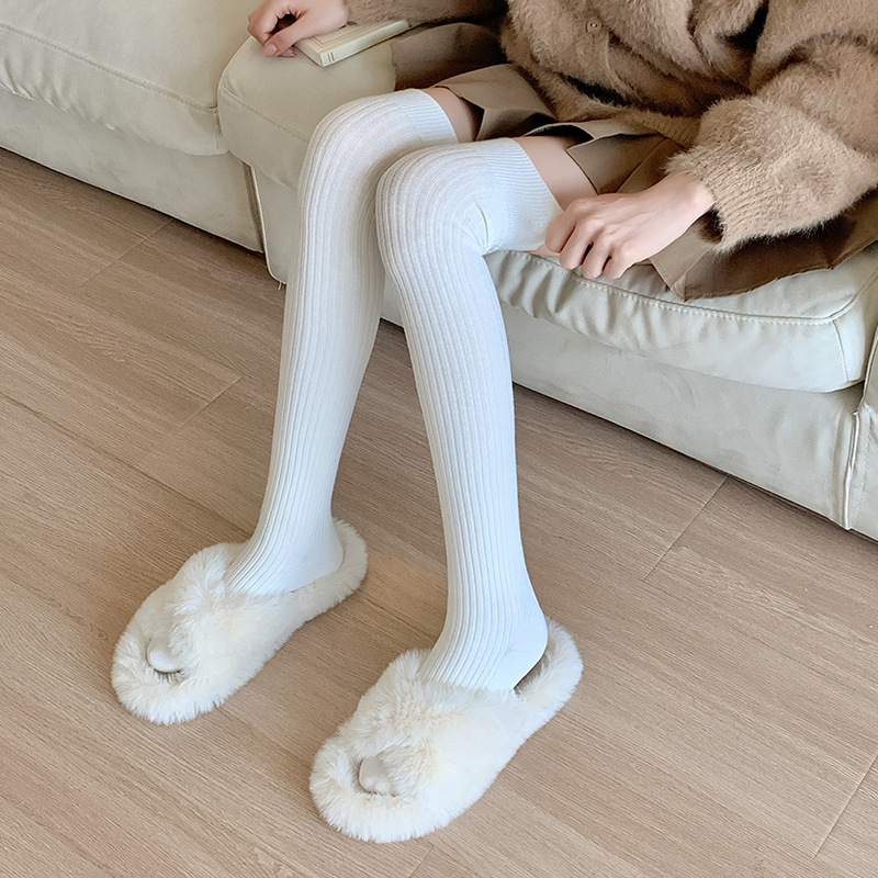 SP & CITY JK Y2K calcetines de lana a rayas hasta la rodilla calcetines de invierno gruesos de doble aguja de Color sólido para mujer calcetín de tubo alto de algodón transpirable