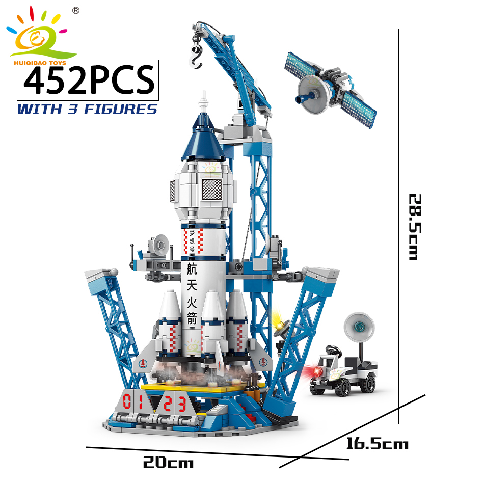 HUIQIBAO blocs de construction de fusée d'aviation spatiale avec figurine d'astronaute ville modèle aérospatial briques jouets pour enfants pour enfants