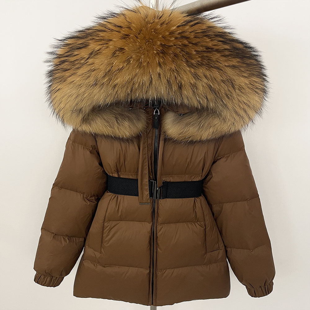 OFTBUY Enorme Echte Wasbeer Bont Capuchon 2024 Korte Puffer Jas Vrouwen 90% Eend Down Jas Winter Vrouwelijke Veer Parka waterdicht