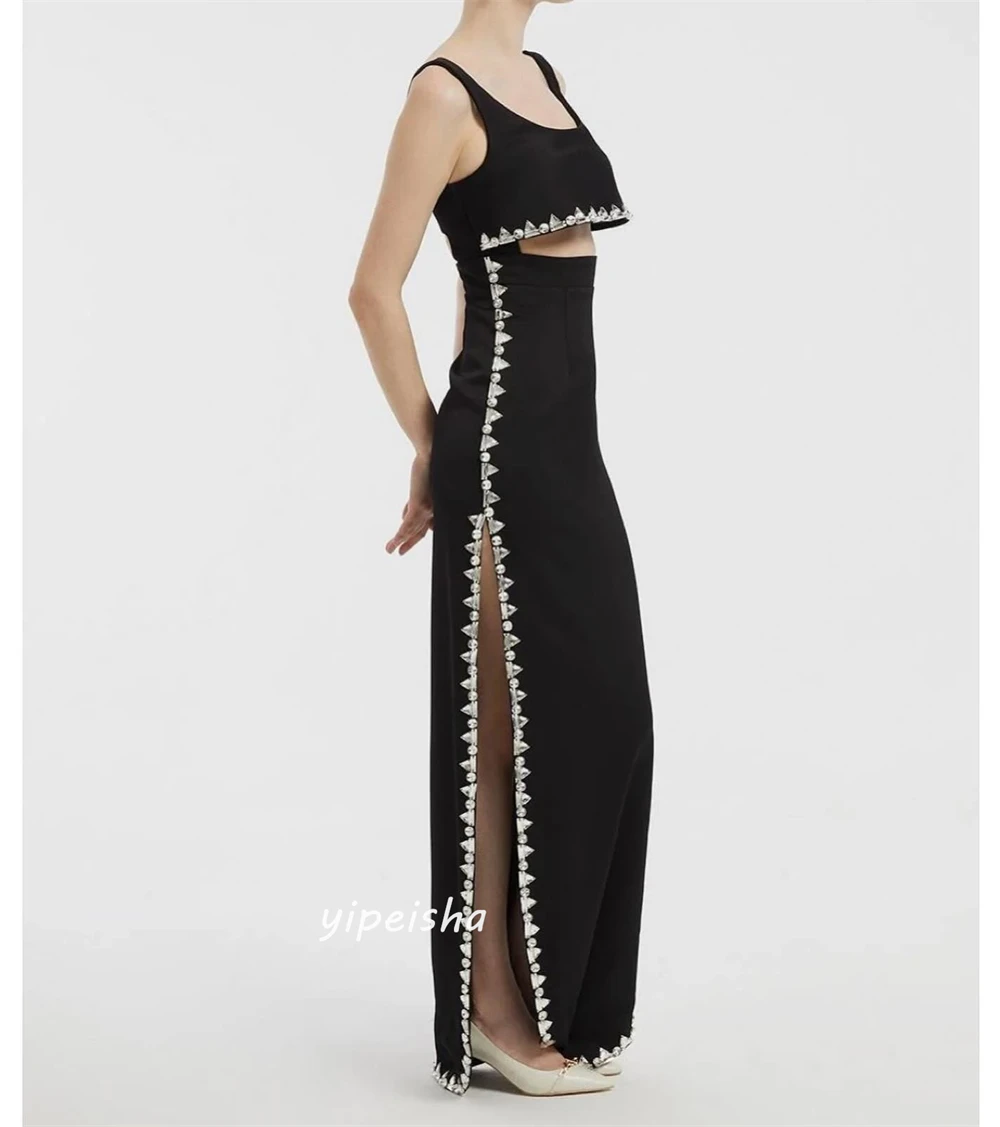 Customized Jiayigong  Simple Modern Style Formal Evening Square Collar A-line Beadings Bespoke Occasion Dresses