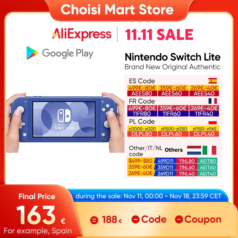 Nintendo Switch Lite Console di gioco portatile Nintendo Switch Archiviazione interna 32G Touch screen LCD da 5,5 pollici Bluetooth 4.1 Coral