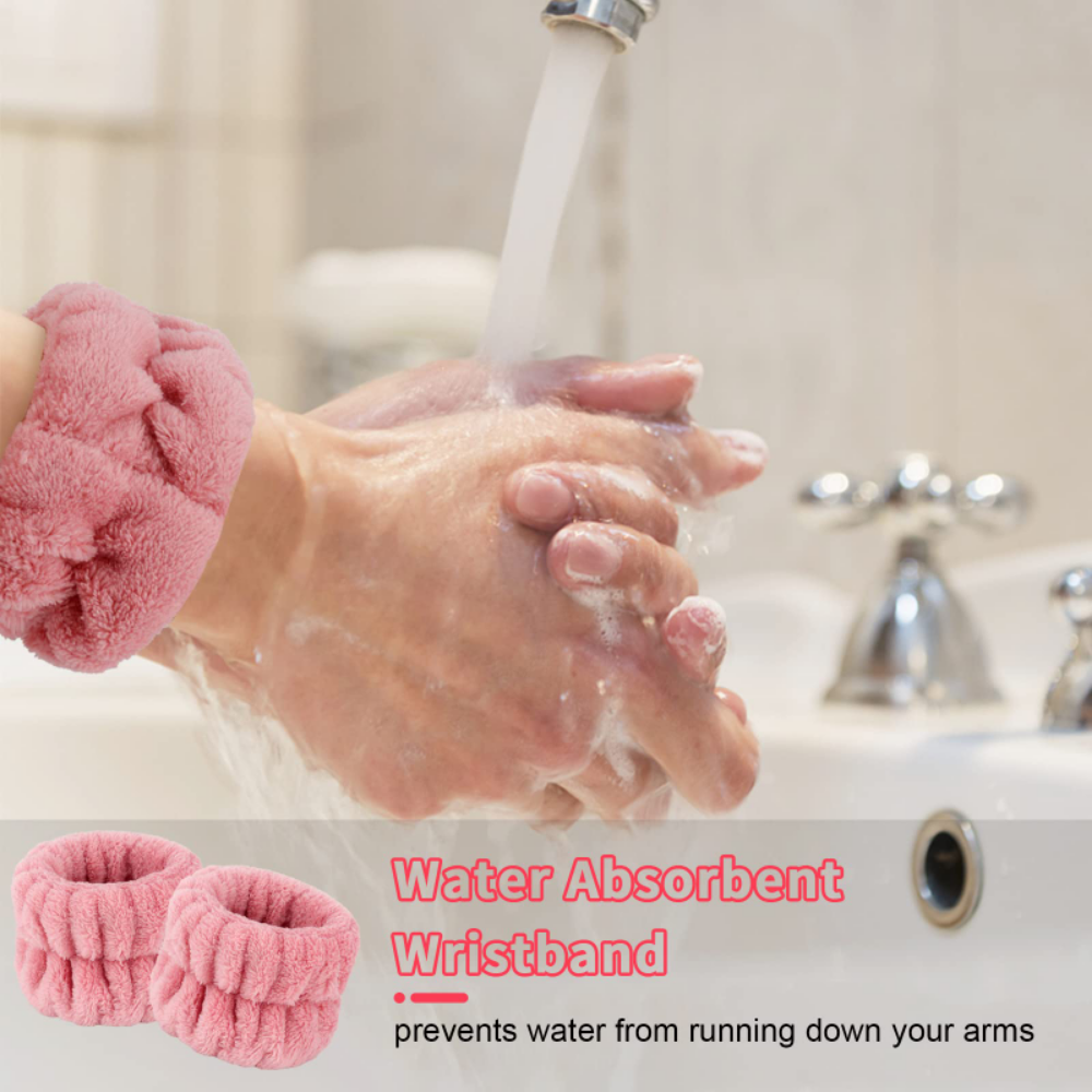 3 pezzi Spa fascia da polso per lavare il viso asciugamano da trucco in microfibra fasce per capelli Washband Scrunchies fascia da polso assorbente