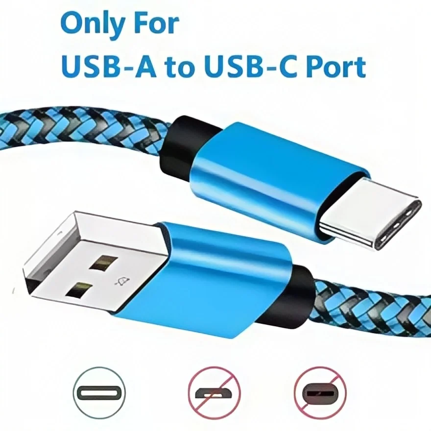 USB Type C Cable 2.4A Fast Charging & Data Sync, Nylon Braided 1M/2M/3M for Samsung Huawei Android Phones