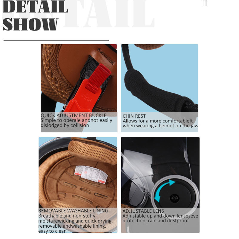 DOT certification Protective helmet Dual Lens Vintage Helmets Four Seasons Racing Half Helmet