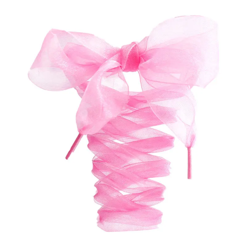 Lacci di seta piatti più larghi da 4 cm Lacci in filato di chiffon moda Scarpe da ginnastica Lacci in corda per scarpe 100/120/140/160CM Accessori per scarpe