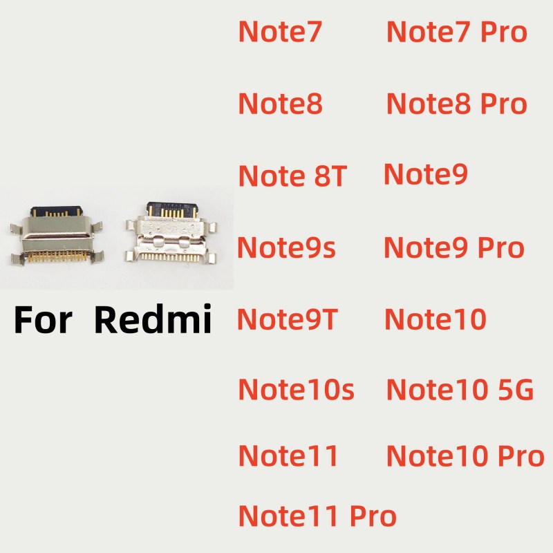 10-100 Uds conector USB de carga puerto enchufe conector de cargador para Xiaomi Redmi Note 7 8 8T 9 9S 9T 10 10S Pro 4G 5G