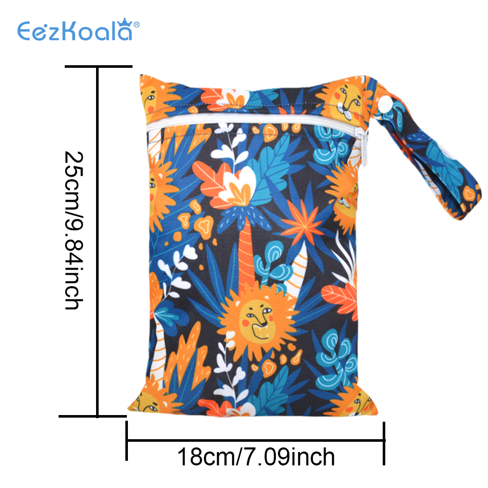Eezkoala-ジッパー付きベビーおむつバッグ,防水おむつバッグ,ミニウェットおよびドライ,トラベル,アウトドアベビーカー,収納バッグ,18x25cm
