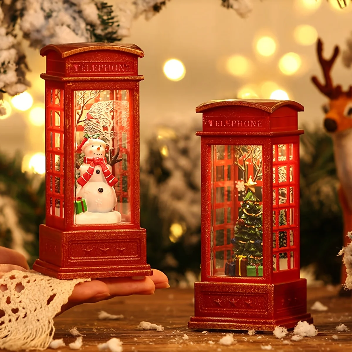 Festive Santa Claus & Snowman Design with Glowing Lights, Ideal for Christmas Tree or Cabinet Display, Christmas Ornaments