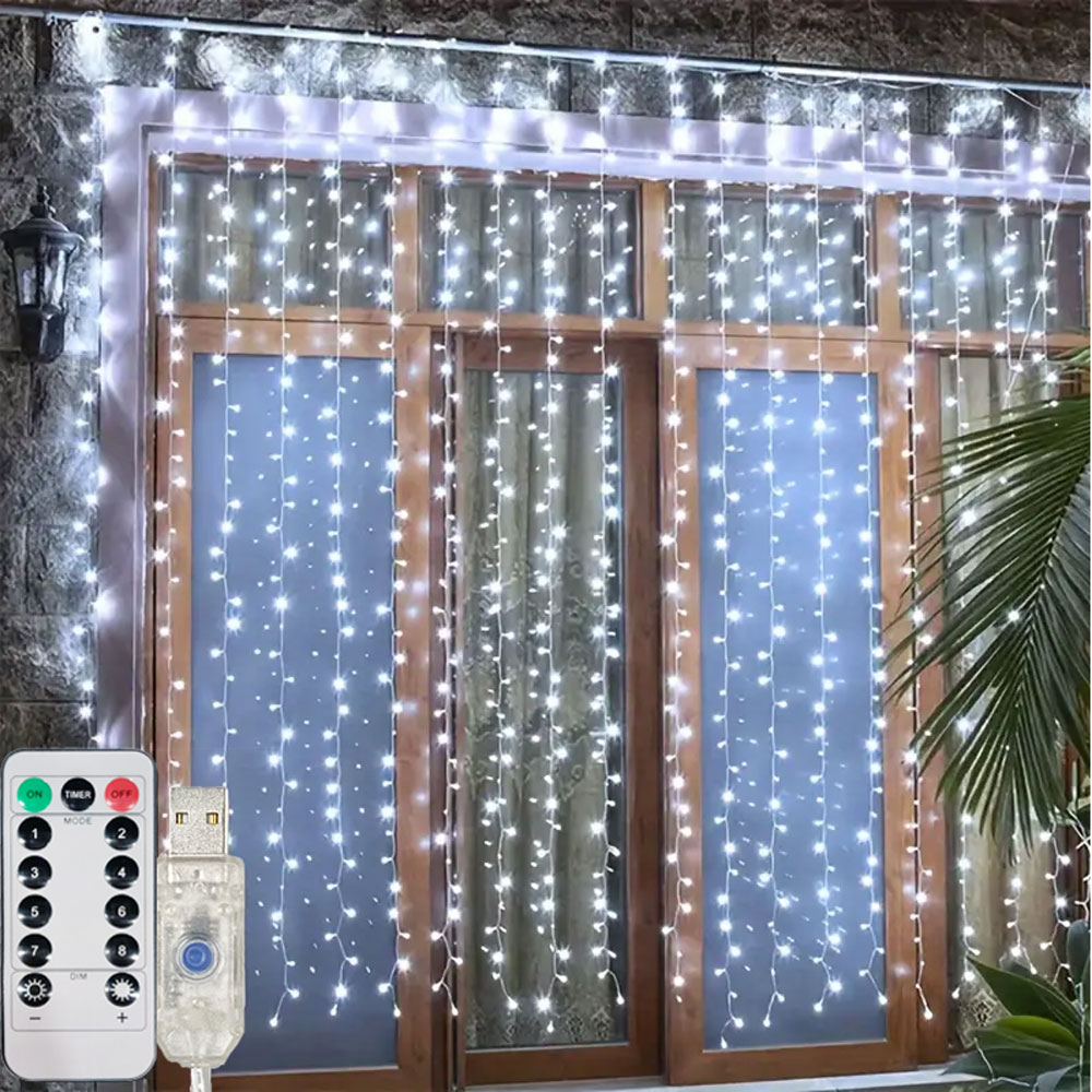 Christmas USB Curtain String Fairy Lights 8 Mode 6/3M LED Garland Remote For Party Garden Home Wedding Decoration New Year 2025