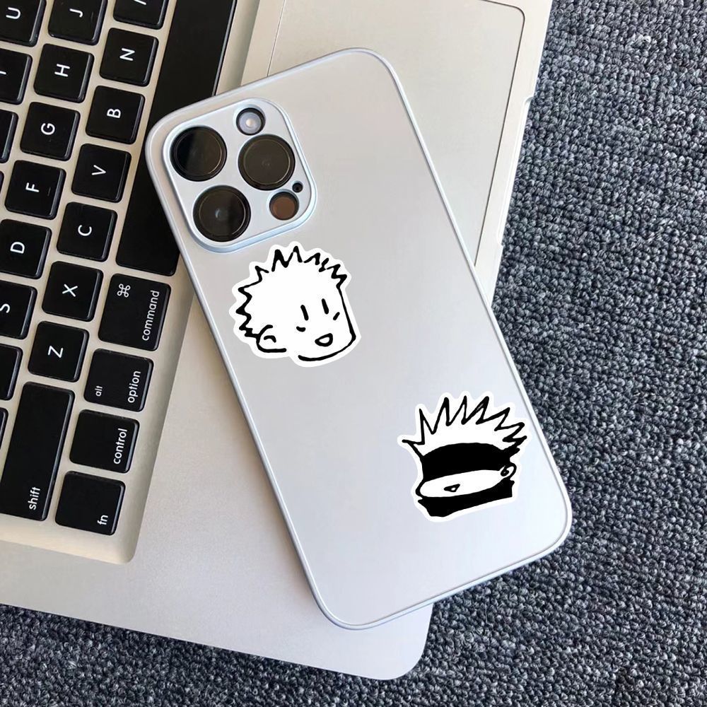 JJK อะนิเมะสติกเกอร์ Gojo Satoru และ Suguru สติกเกอร์ Zhou Shu Hui Zhan สีดําสีขาวมังงะสไตล์น่ารักแล็ปท็อปเคสโทรศัพท์น่ารักตกแต่ง