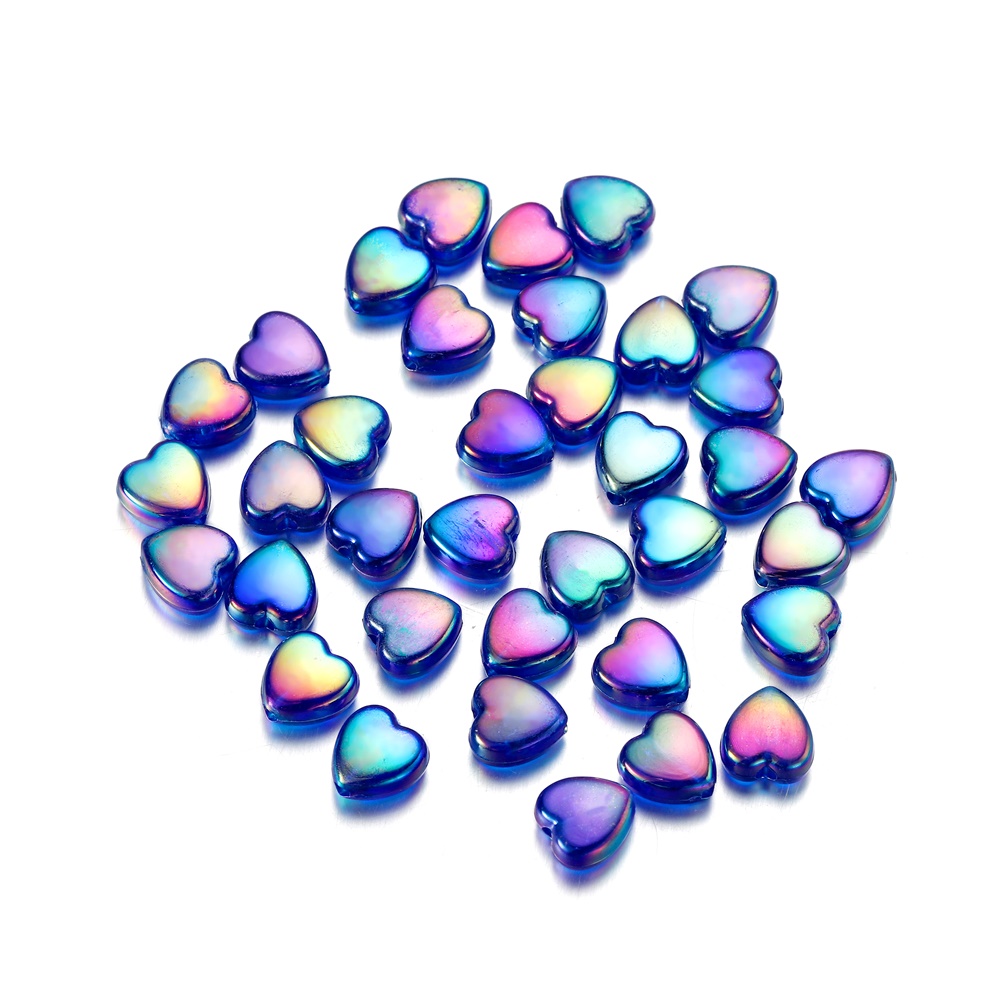 50/100 pçs 9mm ab cor coração grânulo colorido acrílico espaçador contas soltas para diy pulseira colar jóias fazendo descobertas suprimentos