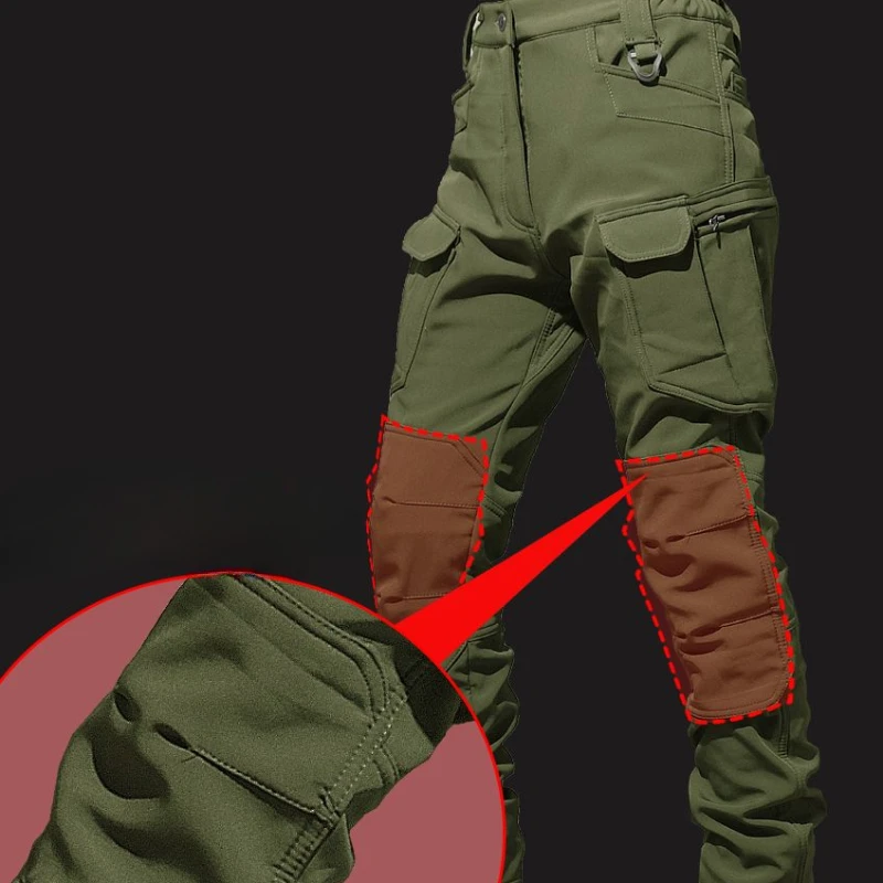 Conjunto grueso y cálido para hombre, chaqueta táctica con capucha y múltiples bolsillos + pantalón de combate X7 impermeable, traje de tren cortavientos para exteriores de 2 piezas, invierno