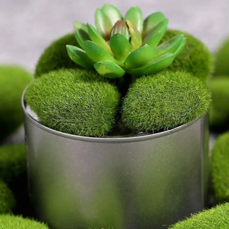 10PCS Artificial Green Moss Ball Fake Stone Simulation Plant Diy Decoration for Shop Window Hotel Home Office Plant Wall Decor