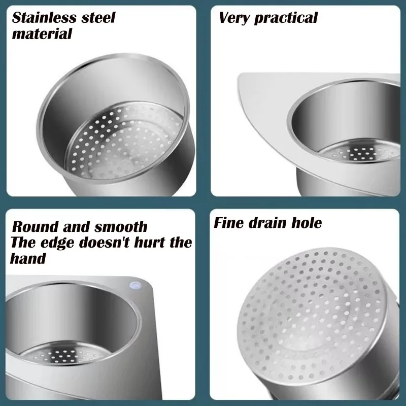 Stainless Steel Drain Basket Corner Sink Strainer Kitchen Sink Swan Filter Shelf Vegetable Drainer Kitchen Leftover Storage Rack