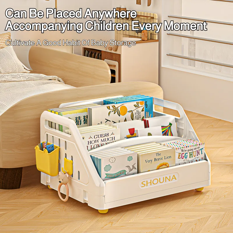 Children's Bookshelf Large Capacity Picture Book Rack Bay Window Desktop Storage Rack Simple Reading Rack Baby Toy Organizer
