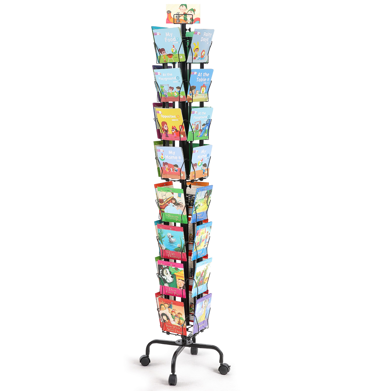 SucceBuy Greeting Cards Display Rack 32 Pockets 360° Rotating Postcard Brochure Display Stand for Exhibitions Office Trade Shop