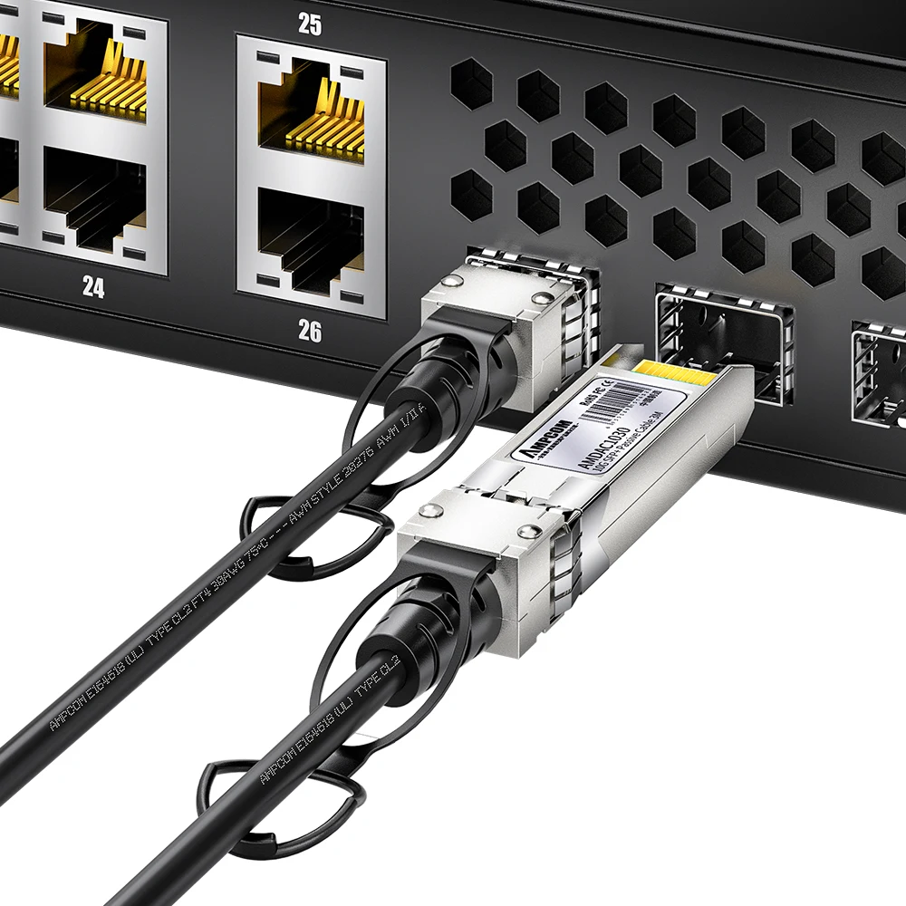 AMPCOM 10G SFP+ DAC Cable de conexión directa de cobre, cable DAC pasivo Twinax para Cisco, Mikrotik, Ubiquiti, Meraki