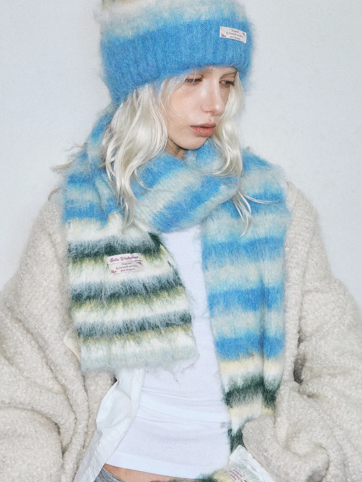 Écharpe rayée douce et chaude, polyvalente, personnalisée, chapeau froid chaud et à la mode, ensemble de gants coupe-vent résistants à la température
