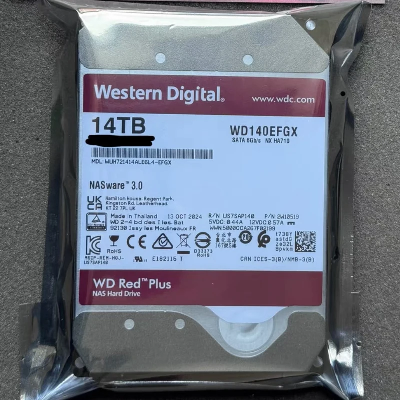 WD 14TB WD140EFGX WUH721414ALE6L4 NAS RED disk 7200 256M enterprise mechanical hard disk cache SATA, 3.5in CMR