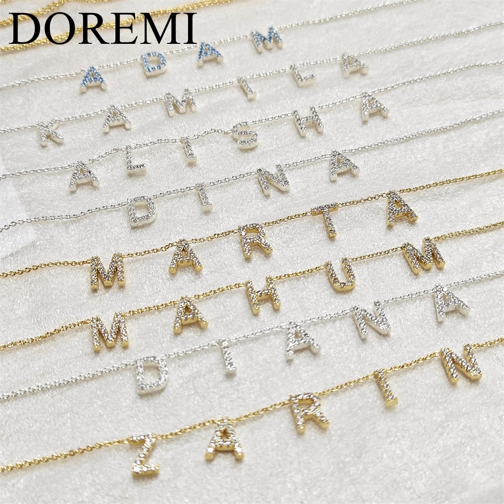 DOREMI 9mm Kristall Buchstabe Blase Geburtsstein Zirkon Halskette Ins Mode Stil Benutzerdefinierte Anfangsbuchstabe Name Personalisierte Halskette