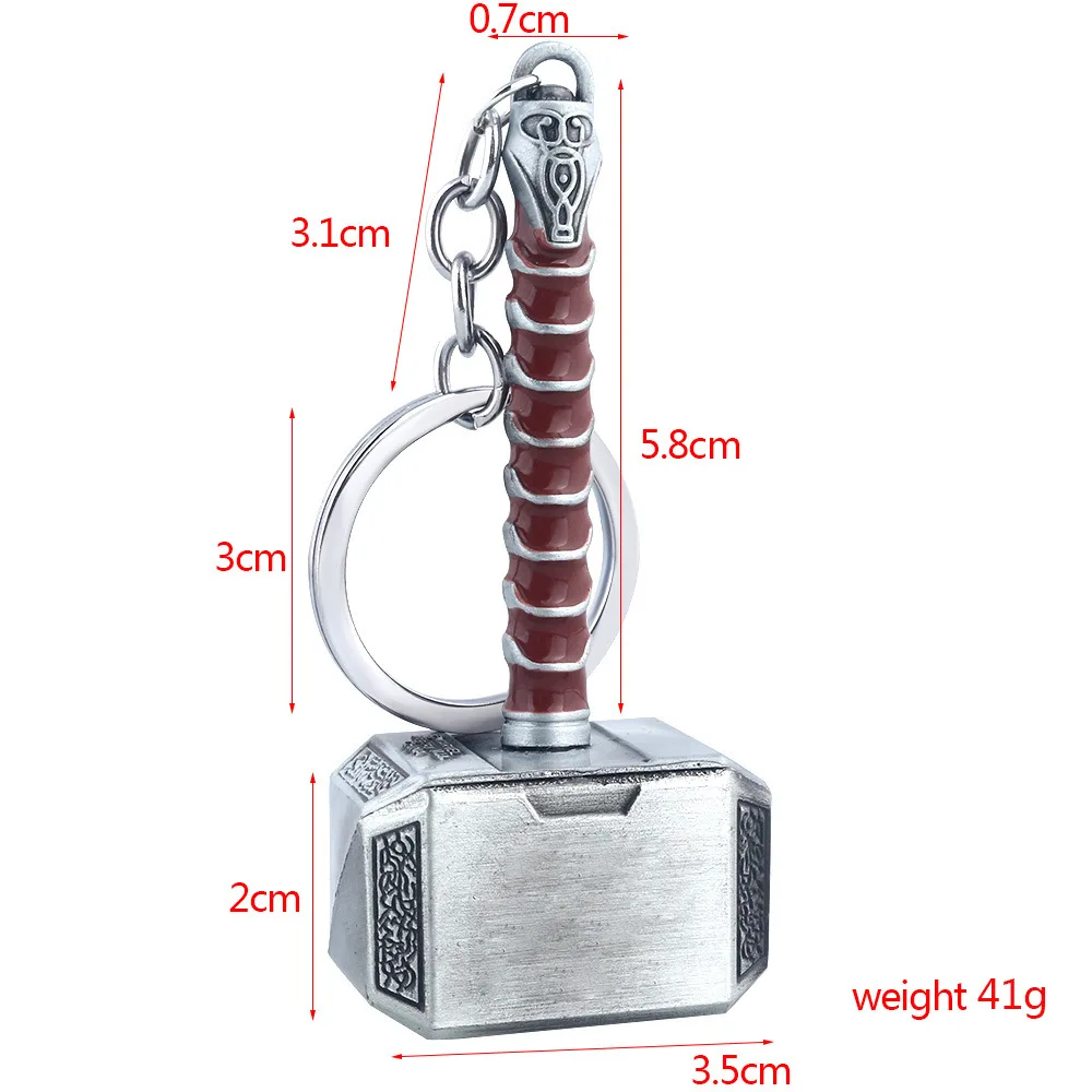 Thor ค้อนพวงกุญแจโลหะภาพยนตร์ Key แหวนคอสเพลย์ Prop Key สําหรับแฟนๆกระเป๋าเครื่องประดับจี้รถของขวัญ