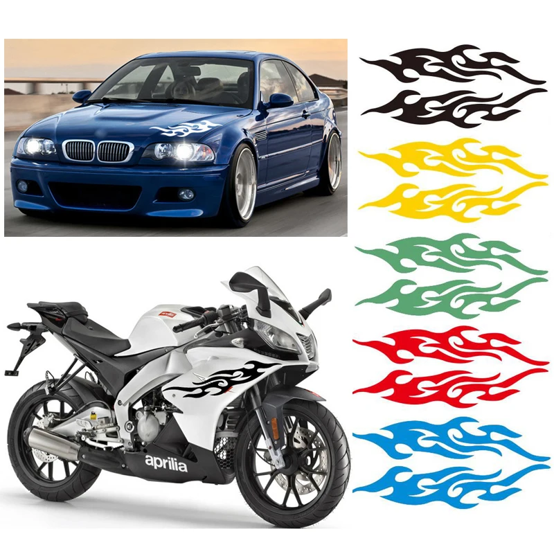 Flame Reflective Car Stickers Car Motorsports Flame Stripe Stickers Waterproof Sunscreen Scratch Blocking Car Stickers Tools New