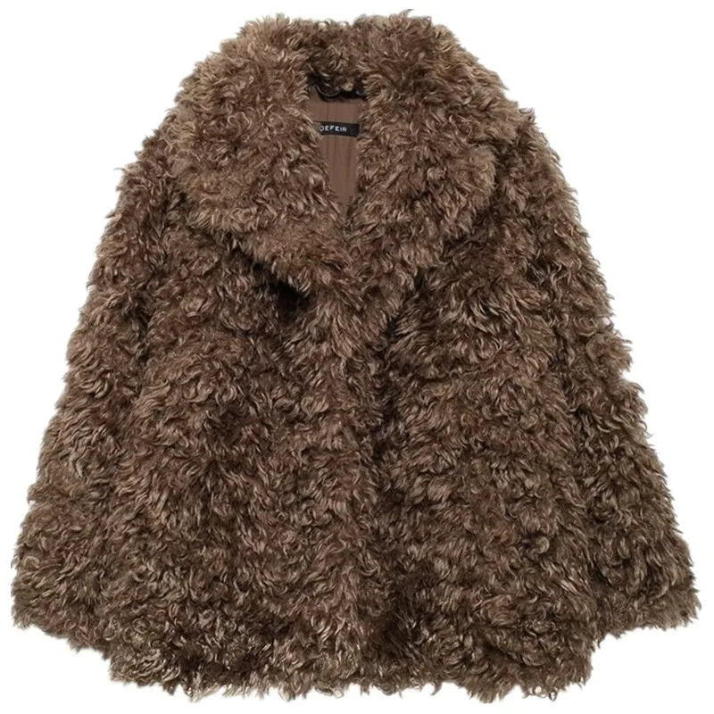 Casaco F Versátil de Inverno 2024 com Efeito de Pele Artificial, Acolchoado, Solto, Crimento Regular, Moda