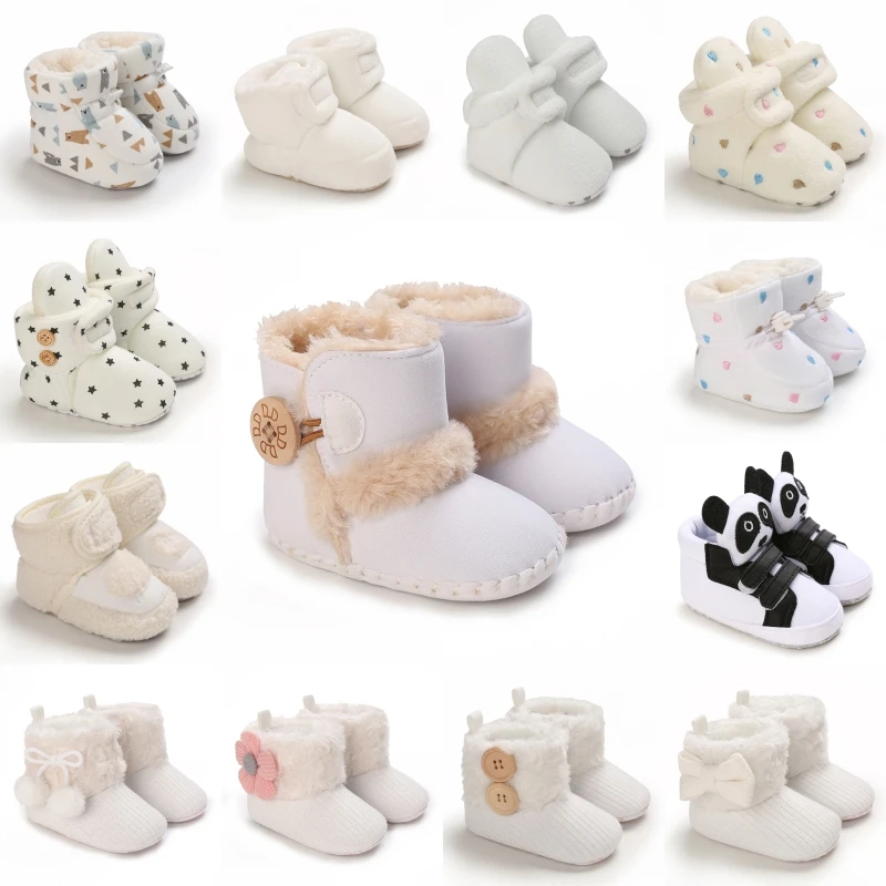 Zapatos de invierno para bebé recién nacido, botas de nieve cálidas de algodón para niños y niñas, calzado cómodo para caminar con suela suave y bonita a la moda