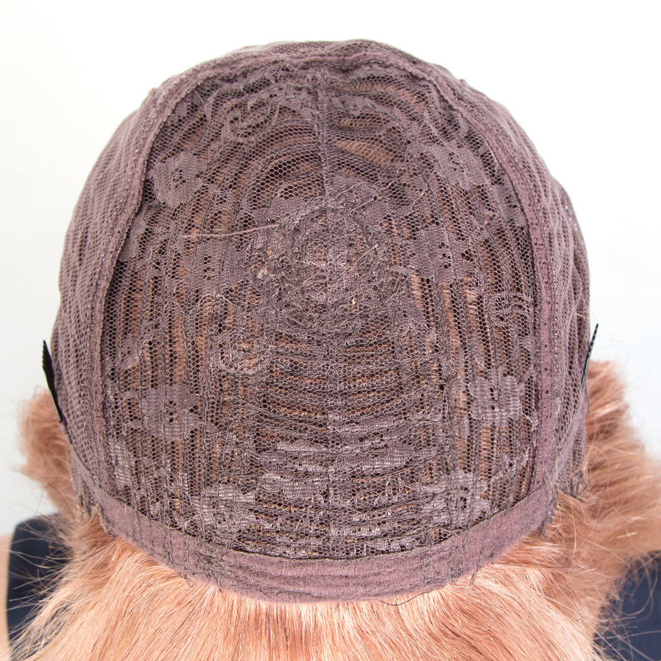 Pelucas brasileñas onduladas elegantes, cabello humano Remy con flequillo, Color naranja, rojo, marrón, P4/27