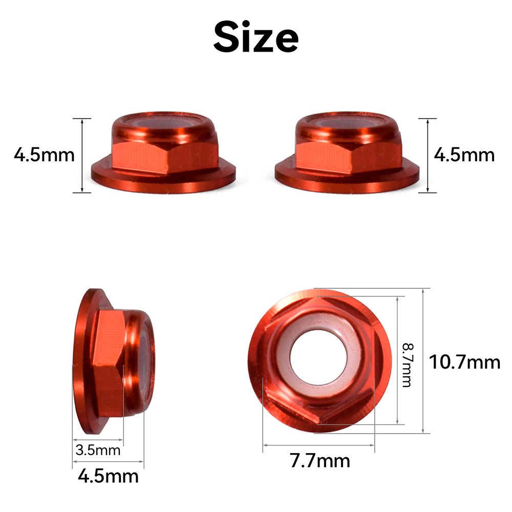 12pcs M5 มอเตอร์สกรูอลูมิเนียม CW CCW หน้าแปลนไนลอน Self-Locking Lock Nuts สําหรับ RC FPV Racing Drone
