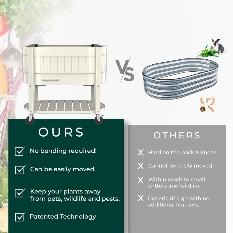 Raised Garden Bed with Legs, 40×20×37 in, Planter Box with EnGrow™ TrueSoil™ Technology for Vegetables