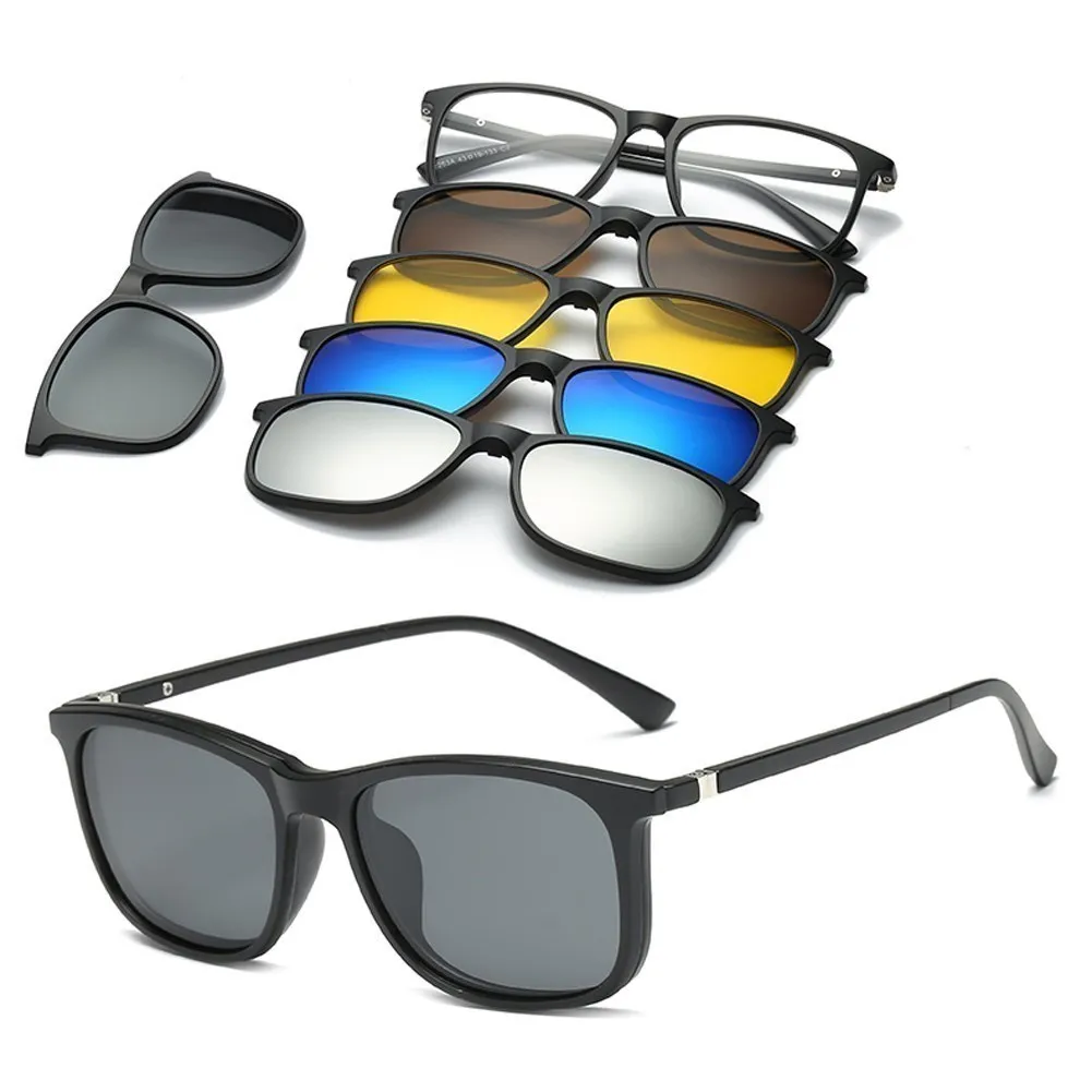 Gafas de sol magnéticas ópticas polarizadas para hombres y mujeres, Clip magnético, montura de gafas de sol, Clip Polaroid personalizado, 6 en 1