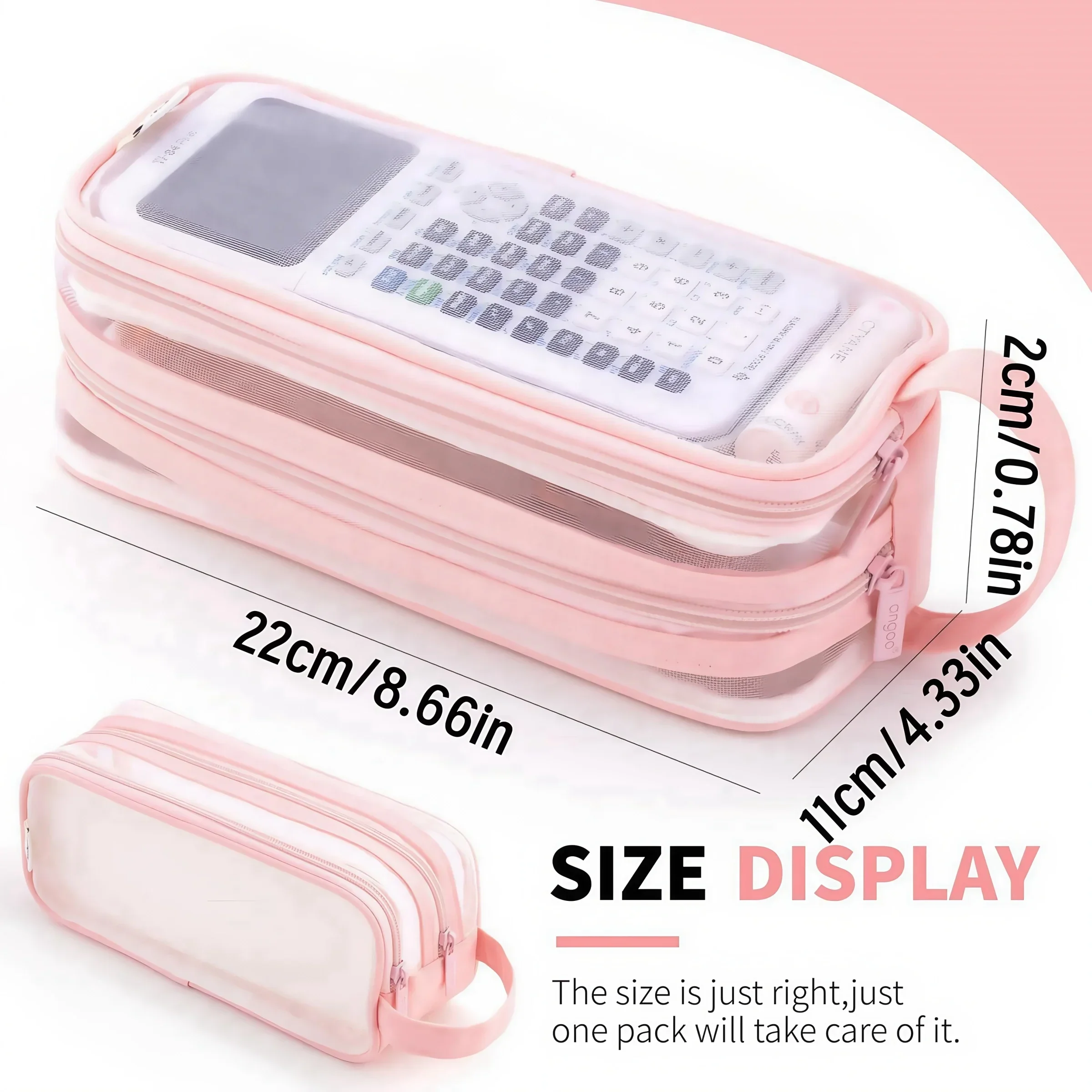 Bleistiftbeutel, doppellagig, transparent, Stiftetui, Kawaii, für Schule, Schreibtisch, Organizer, Federmäppchen, niedliches koreanisches Briefpapier