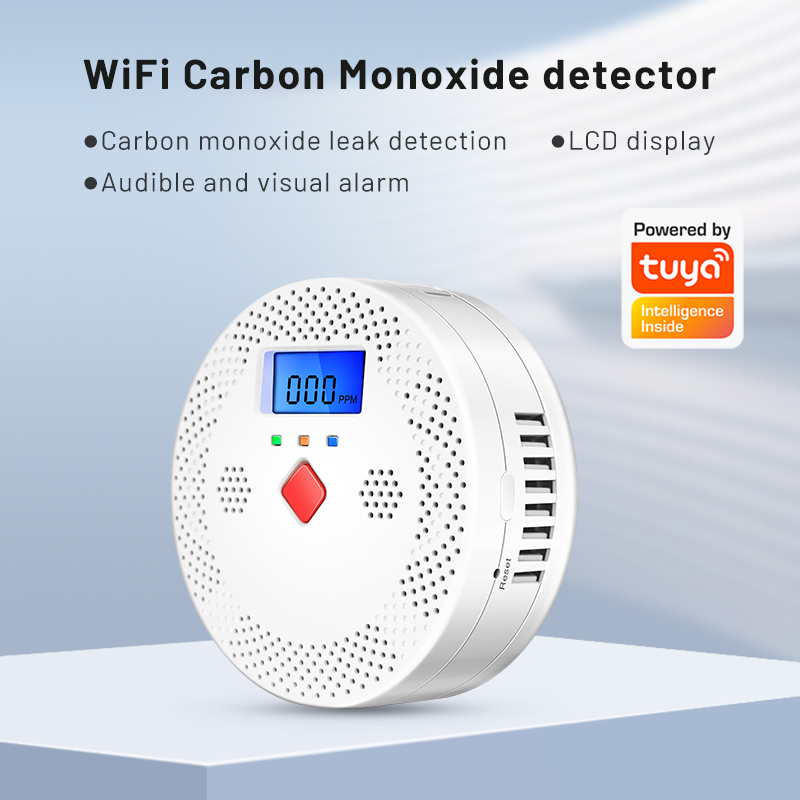 Tuya WiFi Smart Kohlenmonoxid-detektor Alarm 85dB Sound Warnung LCD Digital Display Hause Innen CO Vergiftung Sirene