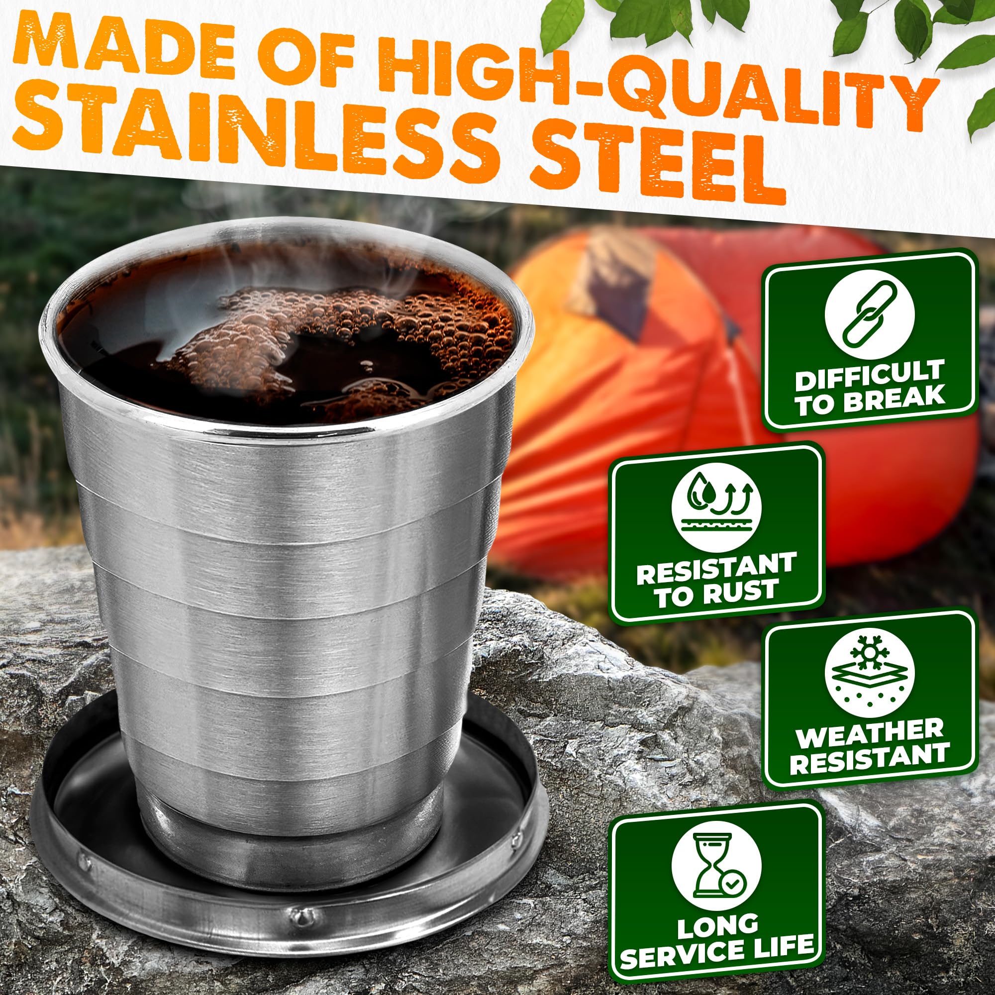 Taza retráctil de acero inoxidable de 250ml, taza de aseo para viajes al aire libre, taza de compresión creativa portátil, Mini taza práctica plegable