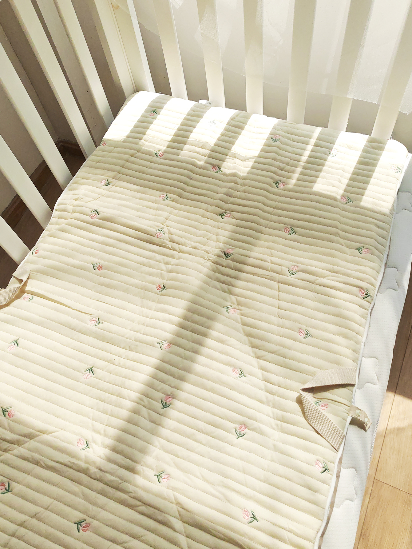 Bebê recém-nascido bordado algodão respirável almofada de cochilo dobrável colchão portátil