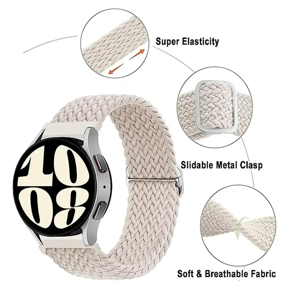 Pulseira de 20mm 22mm para samsung galaxy watch 4/5/6/5 pro/6 clássico/gear s3/active 2 trançado solo loop pulseira huawei gt 2e 3 4