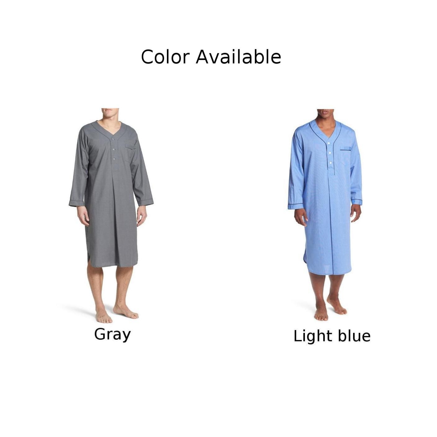 Hommes Robe de nuit ample col en V à manches longues chemise de nuit solide automne pyjamas coton doux confortable vêtements de nuit haut décontracté Homewear nouveau
