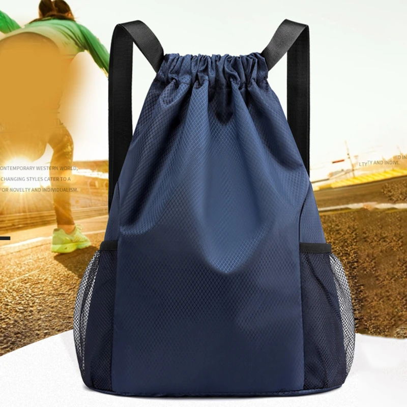 Mochilas para hombre y mujer, bolso con cordón de bolsillo de gran capacidad para deportes Unisex, mochila informal, bolsas de viaje de Color sólido
