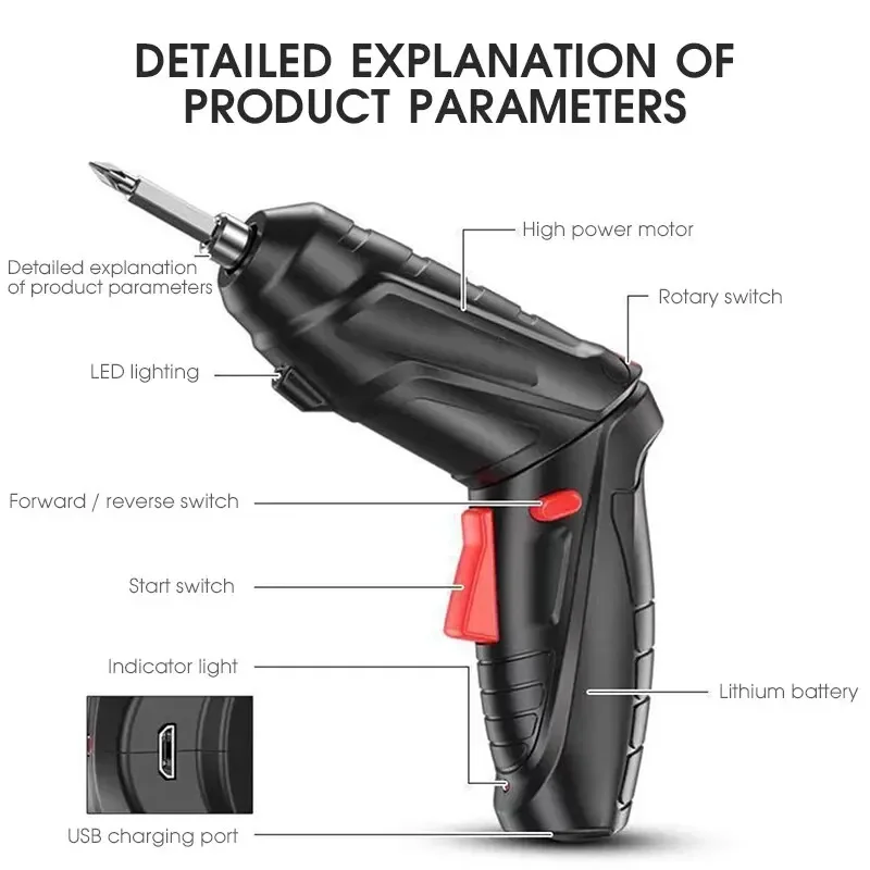 3.6v 電動工具セット家庭用メンテナンス修理 1800mAh リチウム電池ミニ家庭用電気ドリルコードレスドライバー Col
