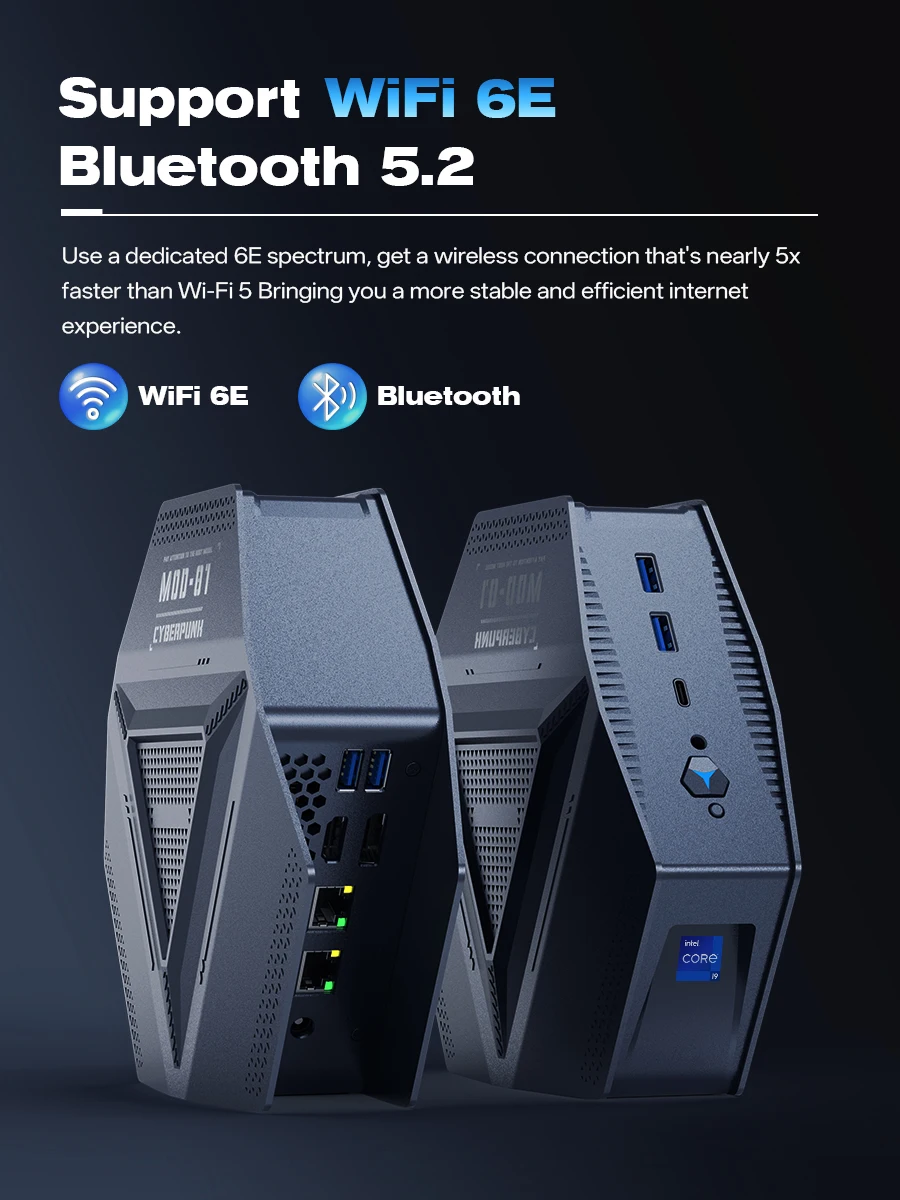 Gaming Mini PC Intel Core i9 12900H WIFI6 Type-C HD DP 2*DDR4 NVMe Desktop Office/Home Computer 4*USB3.2 2*2.5G LAN Windows11