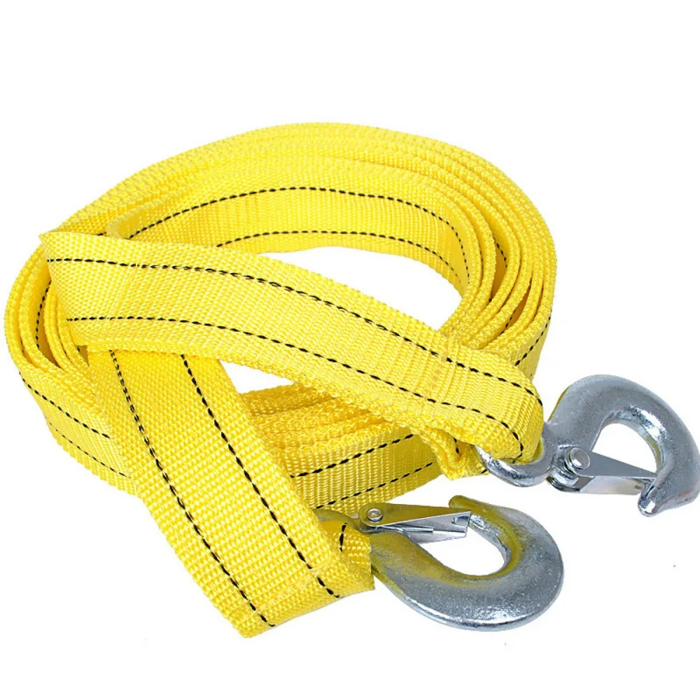 Cable de remolque de coche de 4M, correa de tracción de grosor doble para remolque de alta resistencia de 5 toneladas con cuerda de gancho para pila de transporte de recuperación de vehículos