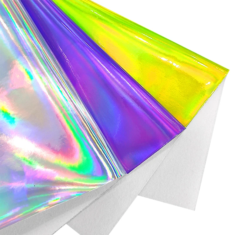 Roll Holographic Glossy kulit imitasi lembar kain untuk membuat pita rambut tas anting-anting DIY kerajinan jahit 46x135CM