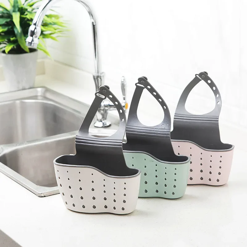 Escurridor de almacenamiento para el hogar, soporte para fregadero de cocina, esponja de jabón ajustable, escurridor colgante Shlf, bolsa, accesorios de cocina