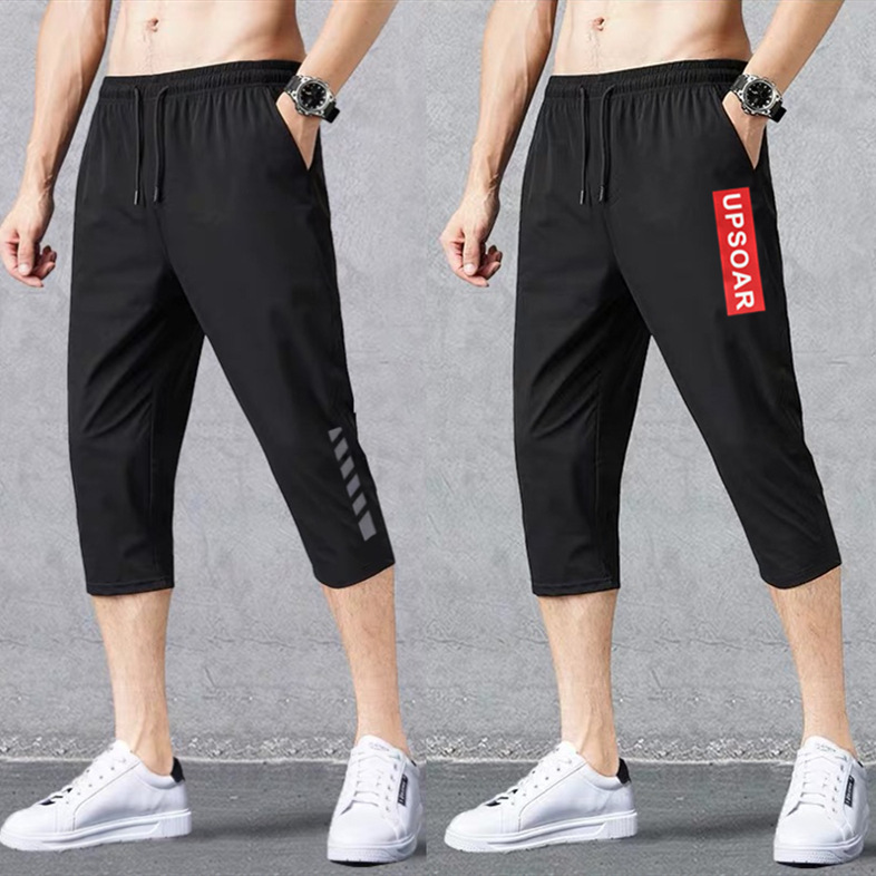 2024 Zomer Heren Shorts Ademend Uitgerekt Nylon Ijs Zijde 3/4 Korte Capri Broek Sport Rijbroek Plus Size Casual Shorts Mannelijke
