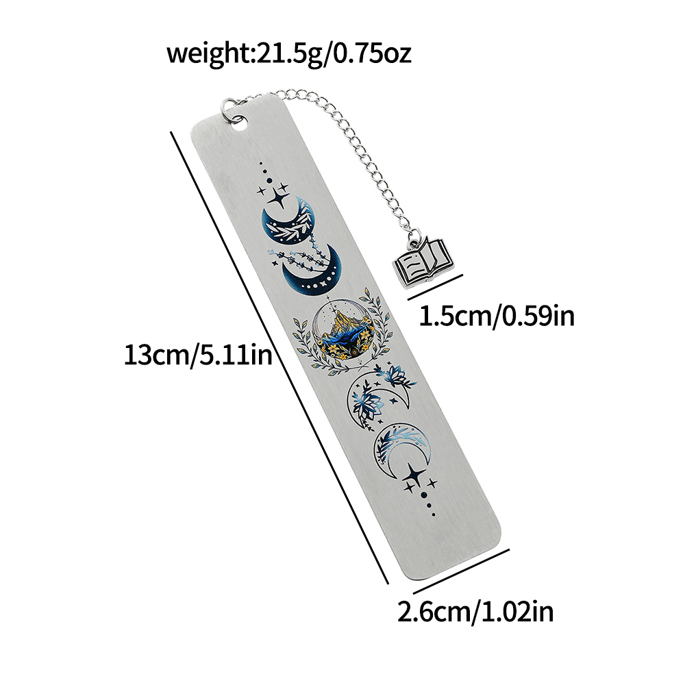 Moon Pattern Personalized Book Mark Stainless Steel Bookmarks Gift for Women Men for Book Loves Stationery Book Accessory