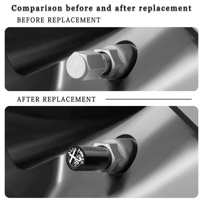 4 pçs tampa da válvula do pneu do carro tampas de ar da haste da roda de alumínio para alfa romeo giulia stelvio mito giulietta tonale alfa 4c disco